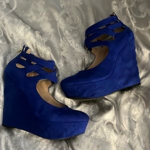 Blue Suede Wedges